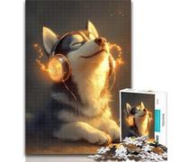 Puzzle per adulti Husky con le cuffie Puzzle per adolescenti 1000 pezzi, Relax Games è l'ideale come regalo per tutta la famiglia 50x75cm