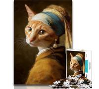 Puzzle per adulti "Il gatto cattivo con le perle", 1000 pezzi, gioco per famiglie, antistress, sfida difficile, collezione di artisti, belle arti (50x75cm)