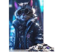 Puzzle per adulti "Il gatto cibernetico mercenario" da 520 pezzi, interessante gioco di riduzione dello stress per adulti e adolescenti, 520 pezzi (52x38 cm)