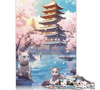 Puzzle per adulti "Il gatto della notte di luna" Giappone, materiali amichevoli, puzzle difficili per adulti e adolescenti, 1500 pezzi (85x57 cm)