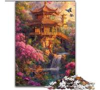 Puzzle per adulti in stile cinese, tempio, gioco per famiglie, antistress, sfida difficile, un'opera d'arte per bambini dai 14 anni in su (dimensioni 26x38cm)