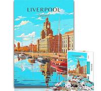 Puzzle per adulti Inghilterra Liverpool Puzzle da viaggio 1000 pezzi per adulti, con pezzi completamente interconnessi di forma casuale per bambini di 14 anni 26x38cm