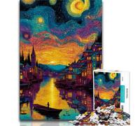 Puzzle per adulti "Italia sotto il cielo notturno" 1000 pezzi, giocattoli educativi per l'apprendimento, giochi per famiglie con poster abbinato e foglio di quiz 38x26cm
