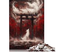 Puzzle per adulti Kitsune Torii Gate, puzzle premium in cartone riciclato al 100%, puzzle per adulti e bambini, 520 pezzi (52x38 cm)