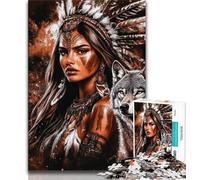 Puzzle per adulti La principessa indiana e il lupo 1000 pezzi per adulti e adolescenti dai 14 anni in su Gioco impossibile adulti e adolescenti (50x75cm)