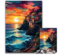 Puzzle per adulti "La psichedelia colorata delle Cinque Terre" da 1000 pezzi attività per famiglie rompicapo decorazioni per la casa regalo per le feste 1000 pezzi (38x26 cm)