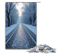Puzzle per adulti La strada di ciottoli è ricoperta di brina argentata Puzzle in legno da 1000 pezzi per giochi di famiglia 1000 pezzi (75x50 cm)