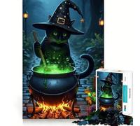 Puzzle per adulti "La strega e il gatto che preparano la pozione",1000 pezzi,gioco stimolante per la mente,qualità premium,taglio laser,rilassante,attività di gruppo al chiuso (50x75cm)