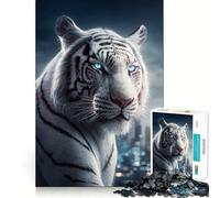 Puzzle per adulti "La Tigre Bianca in Città" da 1000 pezzi,gioco di logica,taglio di precisione,bordi lisci,regalo perfetto per riunioni di famiglia (38x52cm)