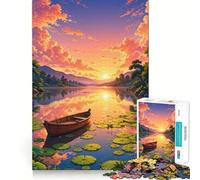 Puzzle per adulti "Lago al tramonto con barca", 1000 pezzi, per rafforzare la memoria, rilassante e divertente, con bordi di qualità, un regalo perfetto 38x26cm
