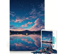 Puzzle per adulti "Lanterne nel cielo notturno sull'acqua" da 1000 pezzi, ideale per momenti di pace e relax, con incastri precisi e dettagliati (38x26cm)