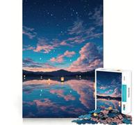 Puzzle per adulti "Lanterne nel cielo notturno sull'acqua" da 1000 pezzi, ideale per momenti di pace e relax, con incastri precisi e perfetti per la lista dei desideri di Babbo Natale (50x75cm)