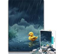Puzzle per adulti "Little Yellow Duck in the Rain" da 1000 pezzi, puzzle per adulti, regali, con poster abbinato e foglio di quiz per età 14 (38x26cm)
