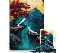 Puzzle per adulti "Lupi bianchi e cascata" da 1000 pezzi, stimolante per l'intelletto e la creatività, ideale per un divertimento rilassante (38x52cm) Regalo perfetto