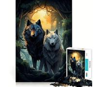 Puzzle per adulti "Lupi nella foresta" da 1000 pezzi,gioco di potenziamento cognitivo,design a incastro preciso,regalo di compleanno,rompicapo (38x26cm)
