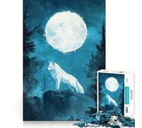 Puzzle per adulti "Lupo Bianco sotto la Luna Piena" da 1000 pezzi,gioco di logica,taglio di precisione,bordi lisci,regalo perfetto per riunioni di famiglia (50x75cm)