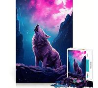 Puzzle per adulti "Lupo che ulula alla luna" da 1000 pezzi,gioco cognitivo a incastro perfetto,senza spazi vuoti,attività rilassante per la pausa mentale (50x75cm)