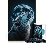 Puzzle per adulti "Lupo che ulula alla luna" da 1000 pezzi,gioco di memoria,taglio di alta precisione,attività creativa per momenti di tranquillità ed esercizio mentale a casa (50x75cm)