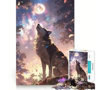 Puzzle per adulti "Lupo che ulula alla luna" da 1000 pezzi,gioco di potenziamento cognitivo,design a incastro preciso,regalo di compleanno,rompicapo (38x26cm)