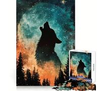 Puzzle per adulti "Lupo che ulula alla luna" da 1000 pezzi Pensa strategicamente, stimola la mente e favorisce la concentrazione Incastro preciso Un'ottima idea regalo (38x52cm)
