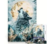 Puzzle per adulti "Lupo che ulula alla luna" da 1000 pezzi Stimola la creatività, allevia lo stress e crea un'atmosfera divertente Bordi precisi Un pensiero speciale per Natale (38x52cm)