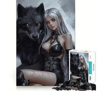 Puzzle per adulti Lupo e Donna,1000 pezzi,gioco di memoria,divertente,con incastri stabili e parti che non si spostano,compatto,ideale per giochi in famiglia (38x26cm)