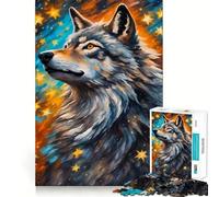 Puzzle per adulti "Lupo e Stella" da 1000 pezzi,gioco stimolante per la mente,taglio laser di alta qualità,attività rilassante di gruppo al chiuso (38x52cm)