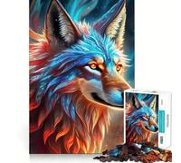 Puzzle per adulti "Lupo mistico al neon" da 1000 pezzi, ideale per rafforzare la memoria, rilassarsi e divertirsi, con bordi di qualità, perfetto come regalo per le festività (50x75cm)