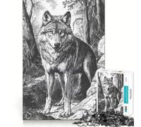 Puzzle per adulti "Lupo nel bosco" da 1000 pezzi,gioco di potenziamento cognitivo,design a incastro perfetto,regalo di compleanno,rompicapo (50x75cm)