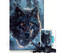 Puzzle per adulti "Lupo nero selvaggio nella neve" da 1000 pezzi,gioco di logica e allenamento mentale,incastro perfetto,attività per rafforzare i legami affettivi (50x75cm)
