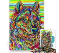 Puzzle per adulti Lupo Psichedelico da 1000 pezzi, sfida mentale, divertimento di coppia, taglio di qualità, (38x52cm)