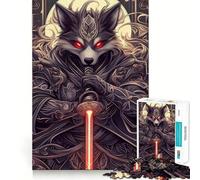 Puzzle per adulti "Lupo Samurai con spada laser rossa" da 1000 pezzi,gioco di memoria,taglio di alta precisione,attività creativa per momenti di tranquillità e allenamento mentale a casa (38x26cm)