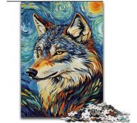 Puzzle per adulti "Lupo sotto il cielo notturno", 1000 pezzi, per ammazzare il tempo durante le vacanze, ogni pezzo è unico, un gioco stimolante e divertente per tutta la famiglia (26x38cm)