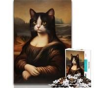 Puzzle per adulti "Monna Lisa Cat", 1000 pezzi, perfetto per trascorrere il tempo libero a casa, con pezzi completamente interconnessi e di forma casuale (38x26cm)