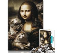 Puzzle per adulti "Monna Lisa e il gatto" per adolescenti 1000 pezzi gioco educativo per compleanni Natale e 14 anni (50x75cm)