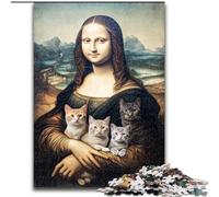 Puzzle per adulti "Monna Lisa Kitten" 1000 puzzle, antistress per ammazzare il tempo in casa con poster abbinato e foglio di quiz (50x75cm)