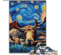 Puzzle per adulti "Moose Night Sky" da 1000 pezzi, per età 14+, decorazioni per la casa, giochi per famiglie, regali di compleanno di Natale (26x38cm)