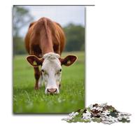 Puzzle per adulti Mucca che mangia erba 1000 pezzi Puzzle in legno per adulti e bambini dai 12 anni in su 1000 pezzi (38x26 cm)