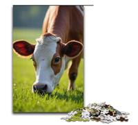 Puzzle per adulti Mucca che mangia erba 1000 pezzi Puzzle in legno per bambini dai 12 anni in su Gioco impegnativo 1000 pezzi (38x26 cm)