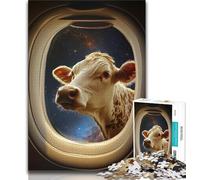 Puzzle per adulti Mucca fuori dal finestrino dell'aereo 1000 pezzi con pezzi completamente interconnessi di forma casuale per bambini di 14 anni (26x38cm)