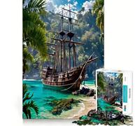 Puzzle per adulti "Nave pirata all'ancora", 1000 pezzi, rompicapo, rilassante, con schema di montaggio, ideale come regalo di Babbo Natale (38x26cm)