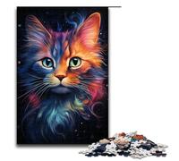 Puzzle per adulti Nebula Cat's Colorful Psychedelic Puzzle da 1000 pezzi in legno per adulti e bambini dai 14 anni in su 1000 pezzi (75x50 cm)