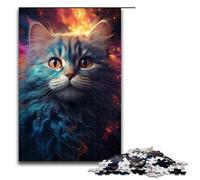 Puzzle per adulti Nebula Cat's Colorful Psychedelic Puzzle in legno da 1000 pezzi per giochi di famiglia (75x50 cm)