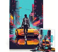 Puzzle per adulti Neon City Nights da 1000 pezzi, gioco per l'esercizio mentale, rilassante, da assemblare, (38x26cm)