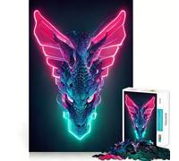 Puzzle per adulti Neon Cyber Dragon da 1000 pezzi, gioco per l'esercizio mentale, rilassante, da assemblare, (38x52cm)