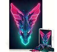 Puzzle per adulti Neon Cyber Dragon da 1000 pezzi, gioco per l'esercizio mentale, rilassante, da assemblare, (38x52cm)