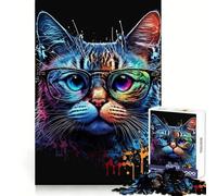 Puzzle per adulti Neon NERD Cat da 1000 pezzi, sfida mentale, gioco rilassante, taglio di qualità, regalo prezioso (38x52cm)