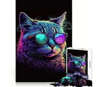 Puzzle per adulti Neon NERD Cat da 1000 pezzi, sfida mentale, gioco rilassante, taglio di qualità, regalo prezioso (38x26cm)