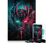 Puzzle per adulti Neon Omi Demon Mask da 1000 pezzi, rompicapo, evasione rilassante, modello da assemblare, regalo di Babbo Natale (38x26cm)
