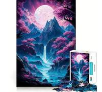 Puzzle per adulti Neon Sakura Mountain Falls, 1000 pezzi, gioco di logica, antistress, taglio preciso, oggetto da collezione (38x26cm)